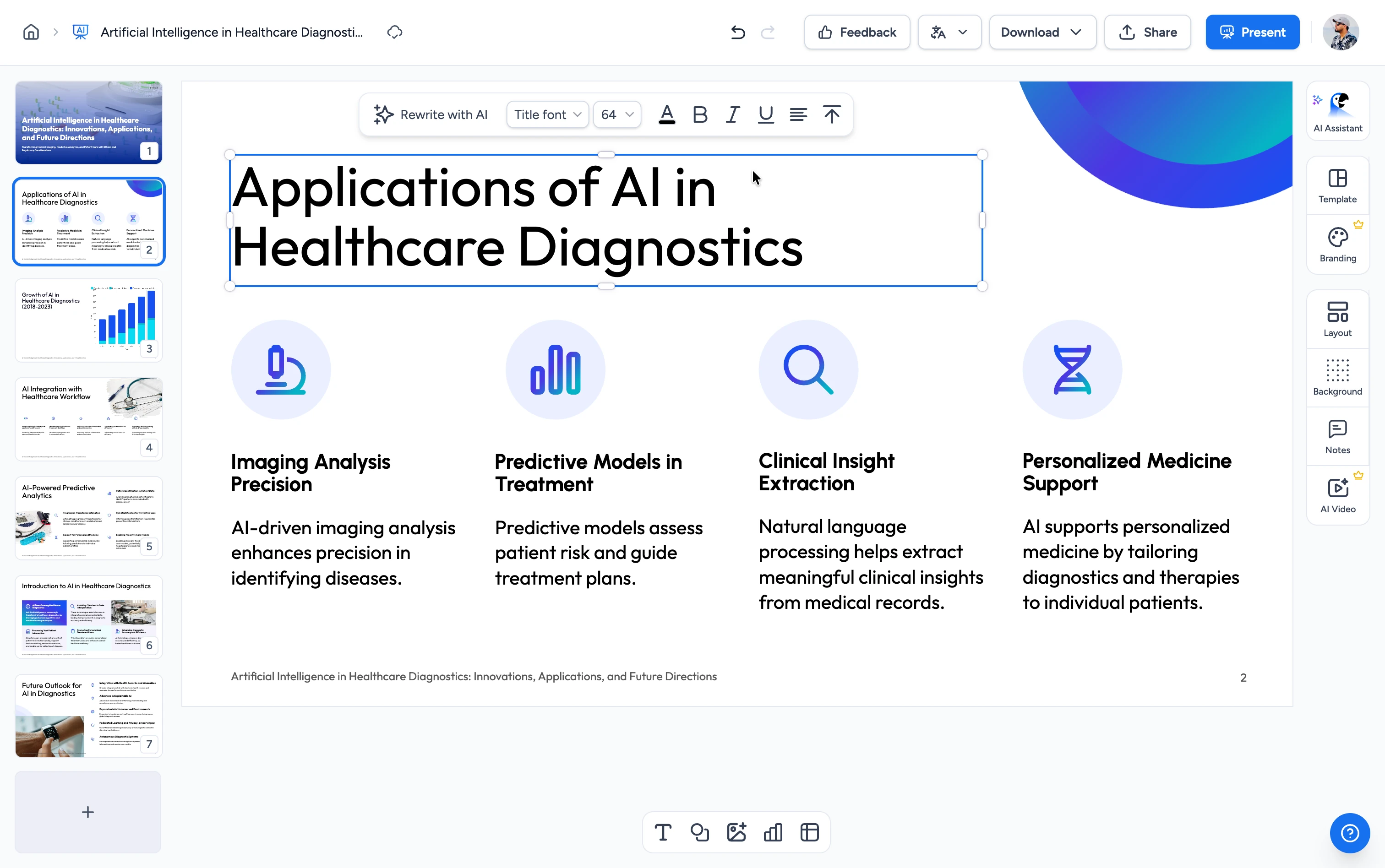 SlideSpeak AI presentation interface
